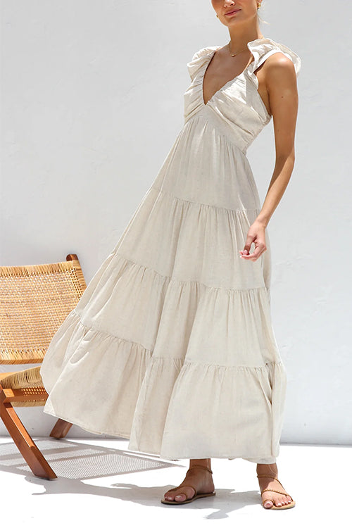 Juliet - V-neck maxi dress with ruffle