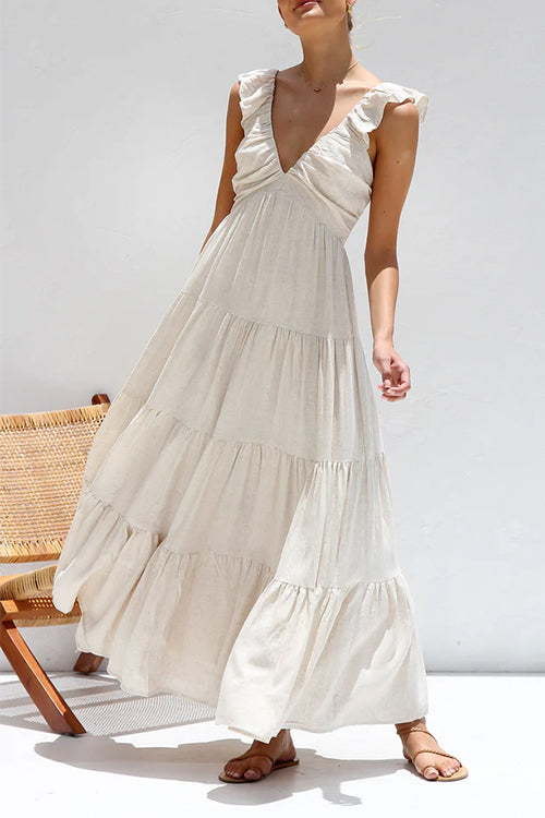 Juliet - V-neck maxi dress with ruffle