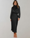 Bella - Long-Sleeved Satin Dress