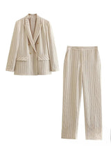 MEGAN-  Striped Blazer Pants Set