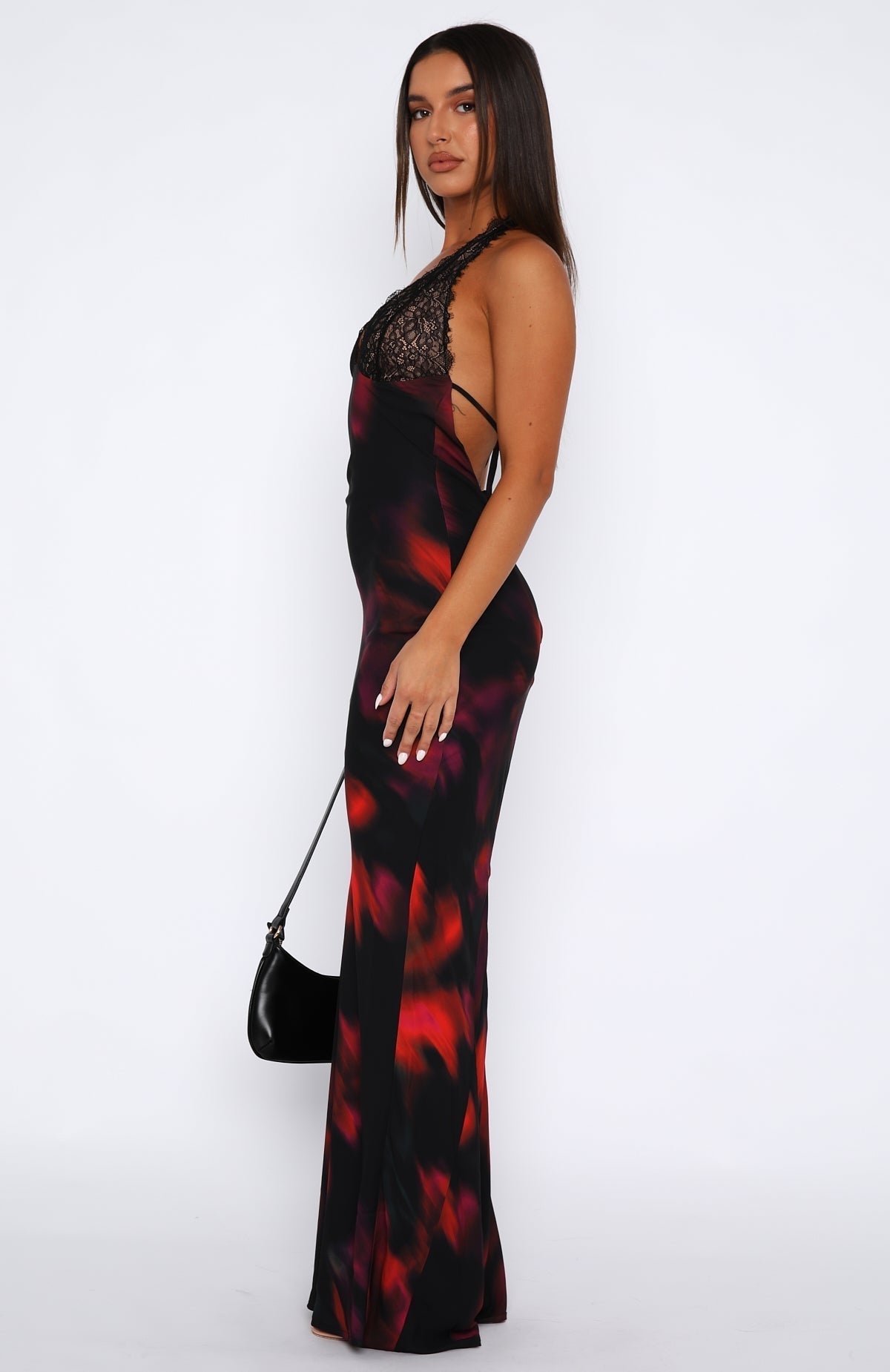 Valyra - Lace Neck Printed Bodycon Dress