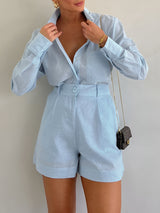 Long Sleeve Loose Shorts Set