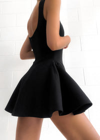 Velory - Solid Pleated Ruffle Mini Dress