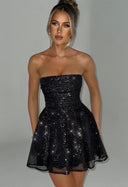 Serilda - Back-Knot Strapless Sparkle Dress