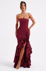 Xyrelle - Sleeveless Slit Ruffle Maxi Dress