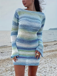 Vaelith - Backless Long Sleeve Crochet Mini Dress