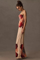 Velyria - Sleeveless Floral Straight Maxi Dress